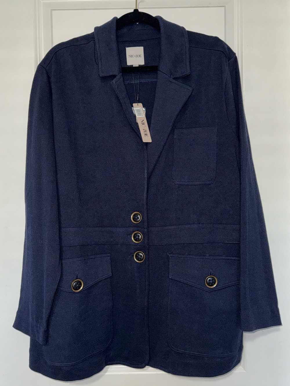 NIC+ZOE Dark Navy Button-Front Blazer